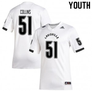 Youth University of Louisville #51 Austin Collins White NCAA Jersey 377204-207