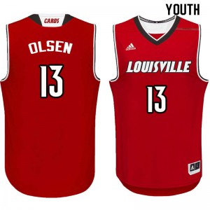 Youth Louisville Cardinals #13 Bud Olsen Red University Jersey 341761-992