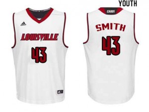 Youth Louisville Cardinals #43 Derek Smith White College Jerseys 752375-625