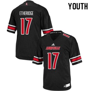Youth Louisville #17 Dorian Etheridge Black NCAA Jerseys 716605-792