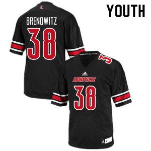 Youth Louisville Cardinals #38 Drew Brenowitz Black Official Jerseys 846139-754
