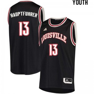 Youth Louisville Cardinals #13 George Hauptfuhrer Black Stitch Jersey 276800-491