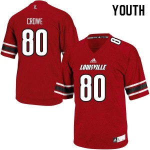 Youth University of Louisville #80 Hunter Crowe Red Embroidery Jerseys 241719-654