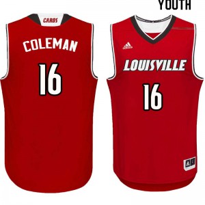 Youth University of Louisville #16 Jack Coleman Red Alumni Jerseys 506026-302