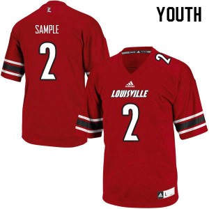 Youth Louisville #2 James Sample Red Stitched Jersey 123118-662