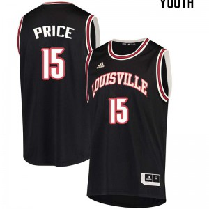 Youth Louisville #15 Jim Price Black Official Jerseys 690570-305