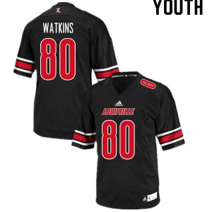 Youth Louisville Cardinals #80 Jordan Watkins Black NCAA Jerseys 935115-846