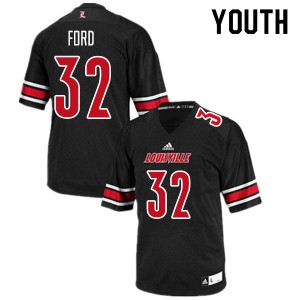 Youth Louisville Cardinals #32 Justin Ford Black College Jerseys 511454-916