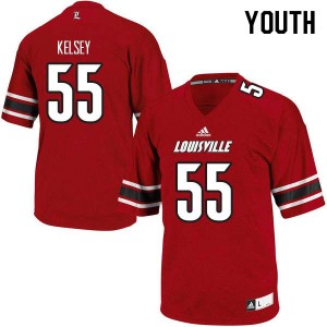 Youth Louisville Cardinals #55 Keith Kelsey Red Embroidery Jersey 399684-250