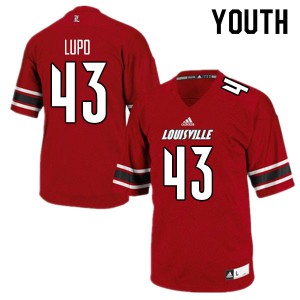 Youth Louisville Cardinals #43 Logan Lupo Red Stitch Jerseys 962760-540