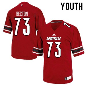 Youth Louisville #73 Mekhi Becton Red Stitch Jersey 737689-645