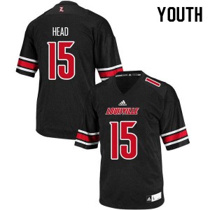 Youth Cardinals #15 Quen Head Black NCAA Jersey 551988-462