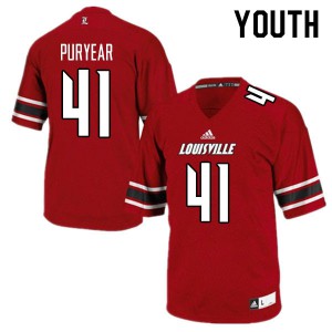 Youth University of Louisville #41 Ramon Puryear Red NCAA Jersey 668182-483