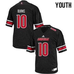 Youth Louisville #10 Rodjay Burns Black Embroidery Jersey 174807-503