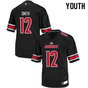 Youth University of Louisville #12 Trey Smith Black Official Jerseys 308933-204