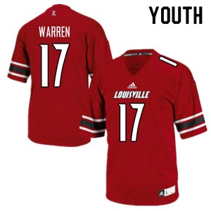 Youth Louisville #17 Will Warren Red Football Jerseys 525141-135